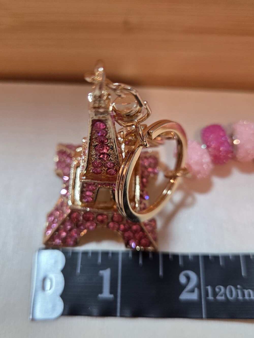 🗼 Sparkly Pink Rhinestone Eiffel Tower Keychain / Purse Charm - Picture 15 of 16